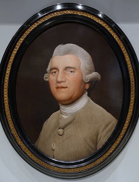 Datei:913px-Josiah Wedgwood by George Stubbs, 1780, enamel on a Wedgwood ceramic tablet - Wedgwood Museum - Barlaston, Stoke-on-Trent, England - DSC09537.jpg